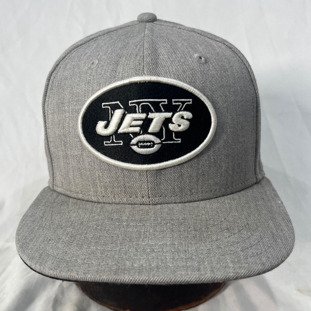 New Era New York Jets NFL Hat Gray Flat Brim Structured Cap Mens